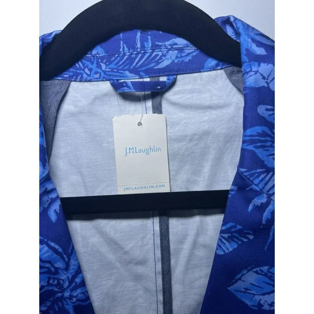 J. McLaughlin Libson Kona Palms Sport‎ Coat Stretch Blue Men's 46